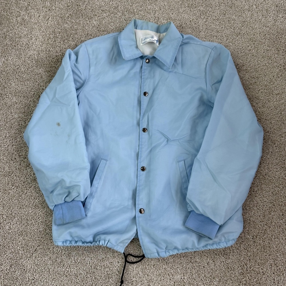 Vintage Capricorn Jacket Mens Medium Blue Nylon Snap Windbreaker Lined USA